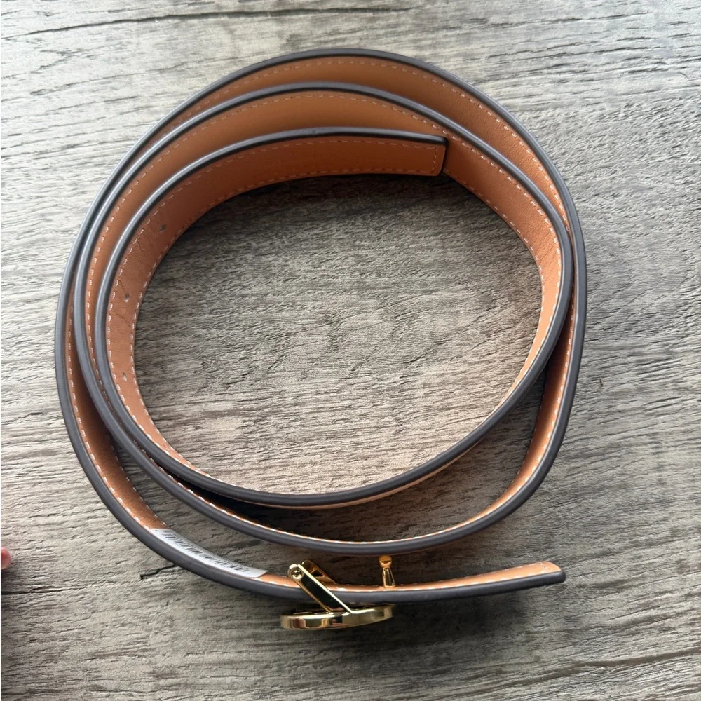 Tory Burch Miller 1” Leather White Logo Belt